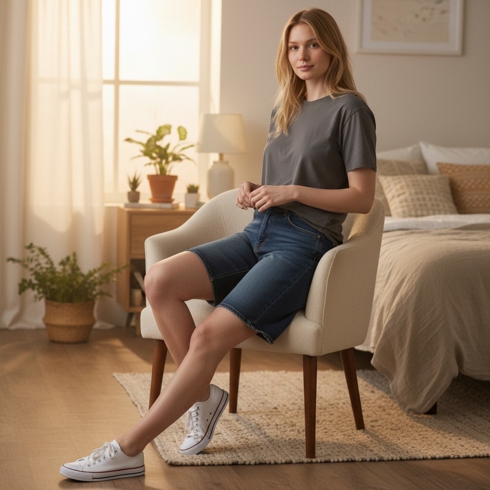 Simply Vera Vera Wang Blue Jean Bermuda Shorts‎ for Casual look